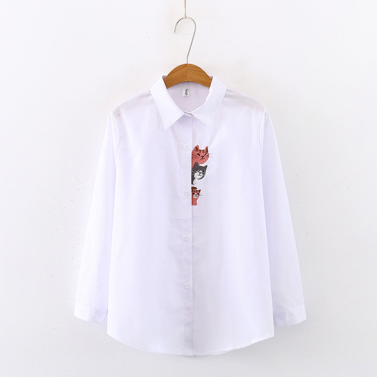 Long-Sleeved Shirt Women's Bottoming Shirt Early Autumn Wave Point White Shirt