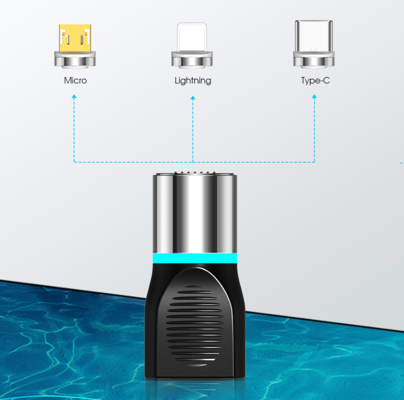 Three-in-one 3A Fast Charging TYPE-C Data Magnetic Adapter