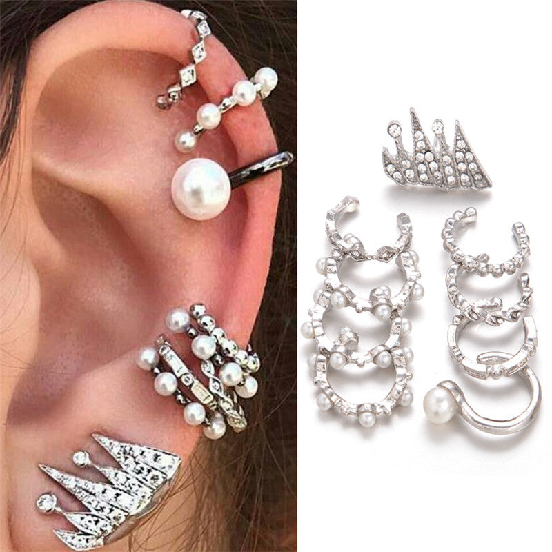 Bohemian Ear Clip 9-piece Personalized Hoop Crown Earrings