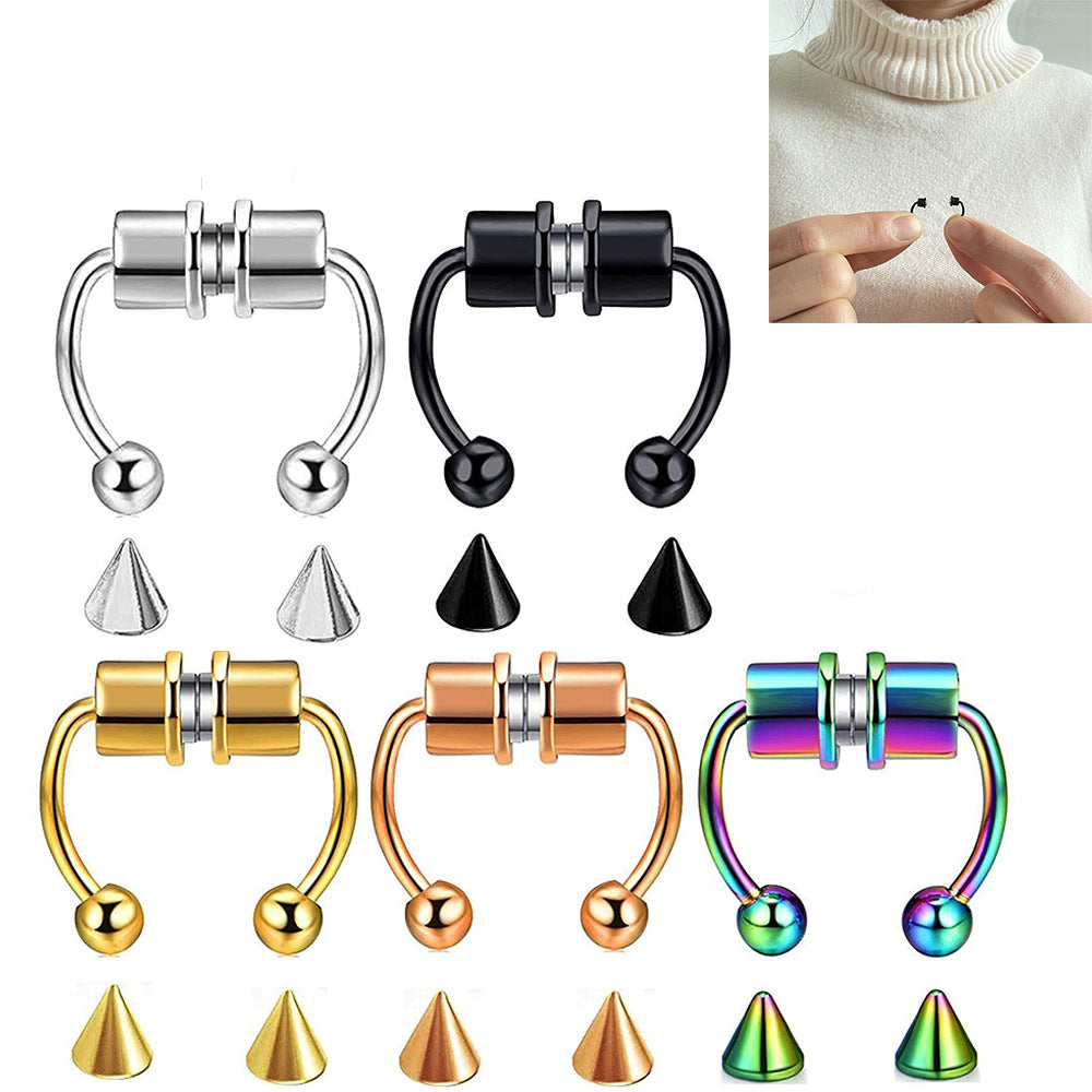 Fake Piercing Magnetic Nose Ring Alloy Nose Piercing Hoop Septum Rings for Women