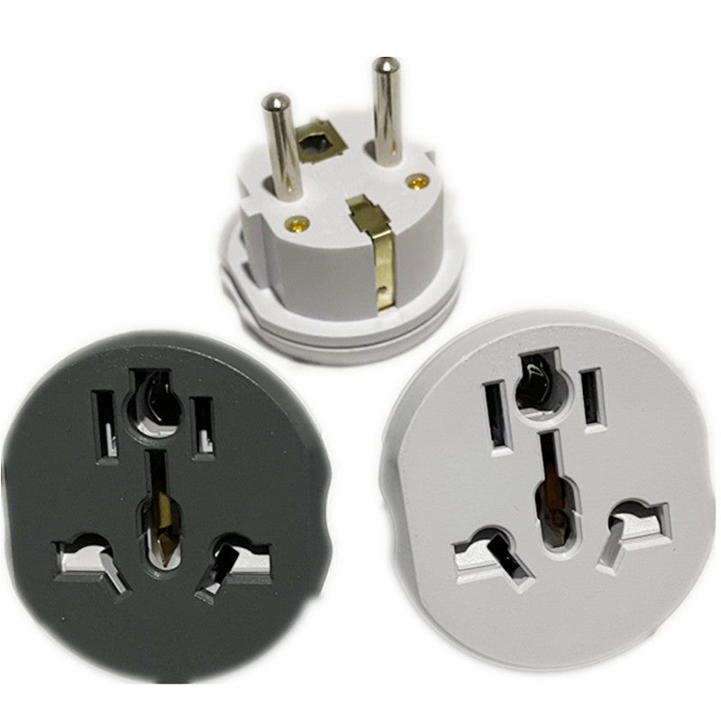 16A High Current German Standard Conversion Plug Korean, French And European Standard Pure Copper Conversion Socket Two Round Pin Power Adapter