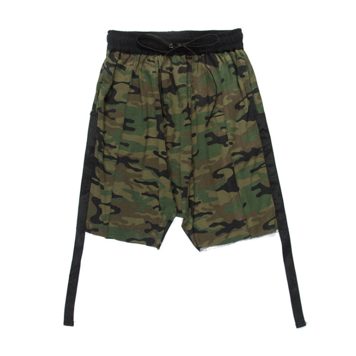 HZIJUE 2020 Camouflage Ribbon Drop Out Men Shorts Hip Hop Brand Clothing Justin Bieber Streetwear Military Jogger Short