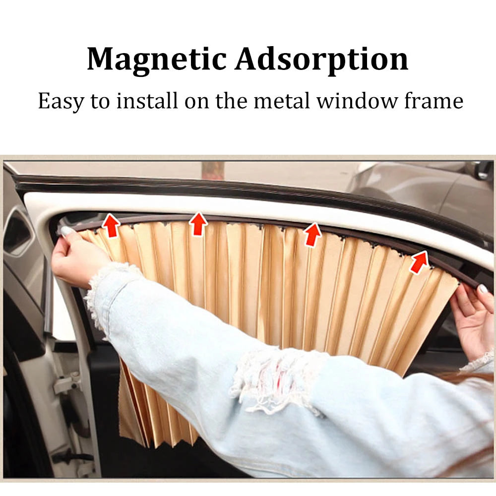 Magnetic Car Curtains Window Shade for Side Windows Baby Sun Shade Protection Adjustable Foldable Car Accessories