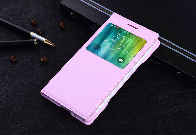 Smart Sleep Leather Case For Mobile Phone Shell Window