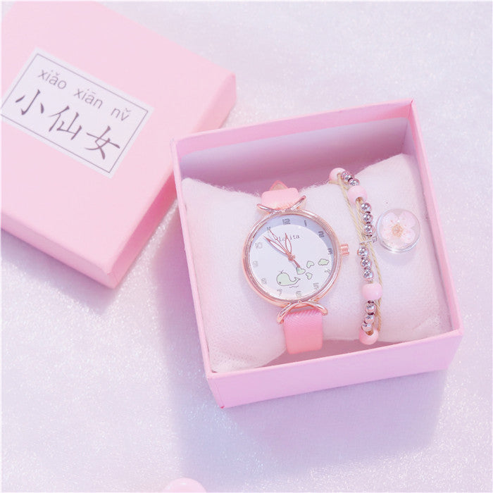 Girl Heart-Shaped Starry Sky Watch Female Ins Simple Temperament Student Waterproof Luminous Girlfriend Sen College Style