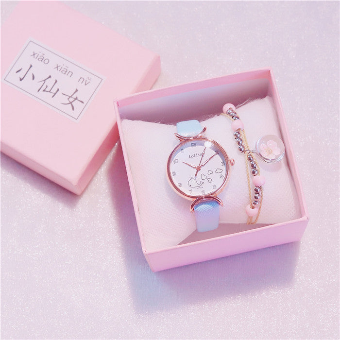 Girl Heart-Shaped Starry Sky Watch Female Ins Simple Temperament Student Waterproof Luminous Girlfriend Sen College Style