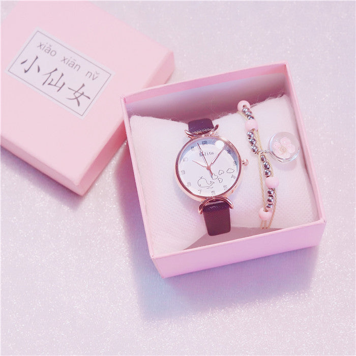 Girl Heart-Shaped Starry Sky Watch Female Ins Simple Temperament Student Waterproof Luminous Girlfriend Sen College Style