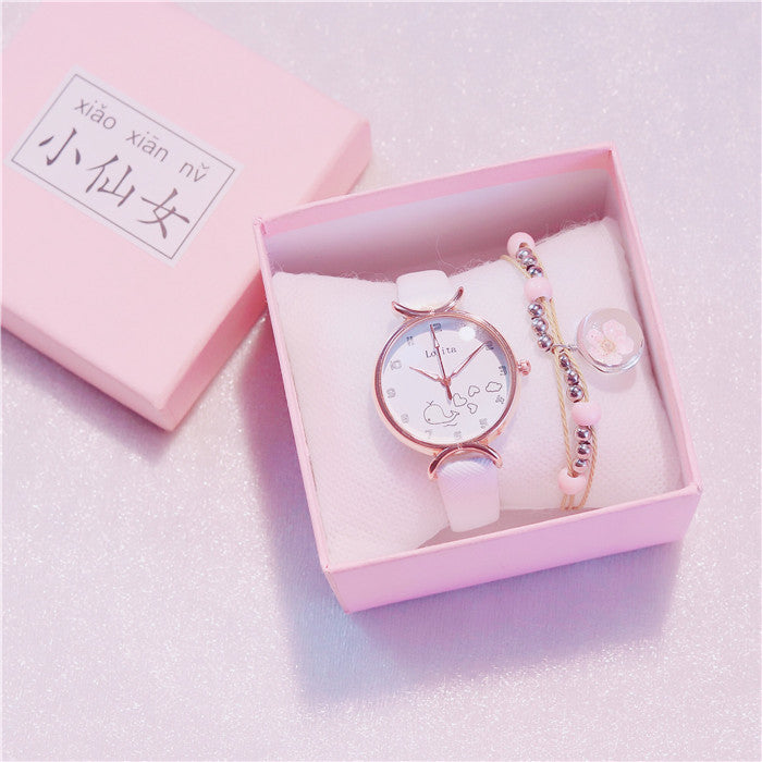 Girl Heart-Shaped Starry Sky Watch Female Ins Simple Temperament Student Waterproof Luminous Girlfriend Sen College Style