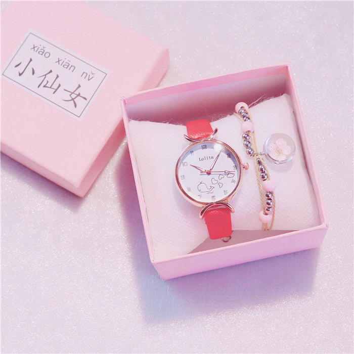 Girl Heart-Shaped Starry Sky Watch Female Ins Simple Temperament Student Waterproof Luminous Girlfriend Sen College Style