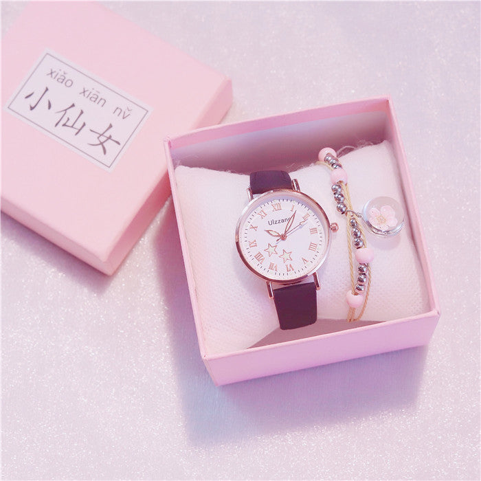 Girl Heart-Shaped Starry Sky Watch Female Ins Simple Temperament Student Waterproof Luminous Girlfriend Sen College Style