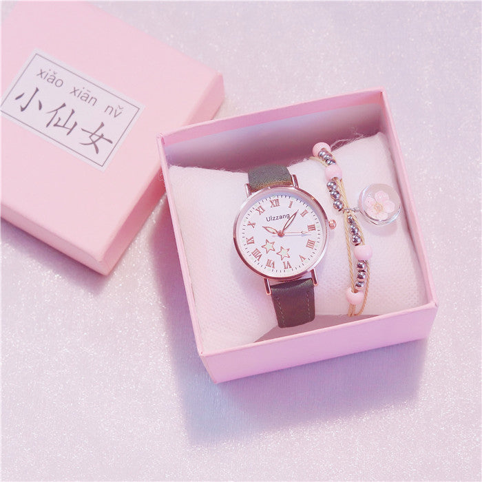 Girl Heart-Shaped Starry Sky Watch Female Ins Simple Temperament Student Waterproof Luminous Girlfriend Sen College Style