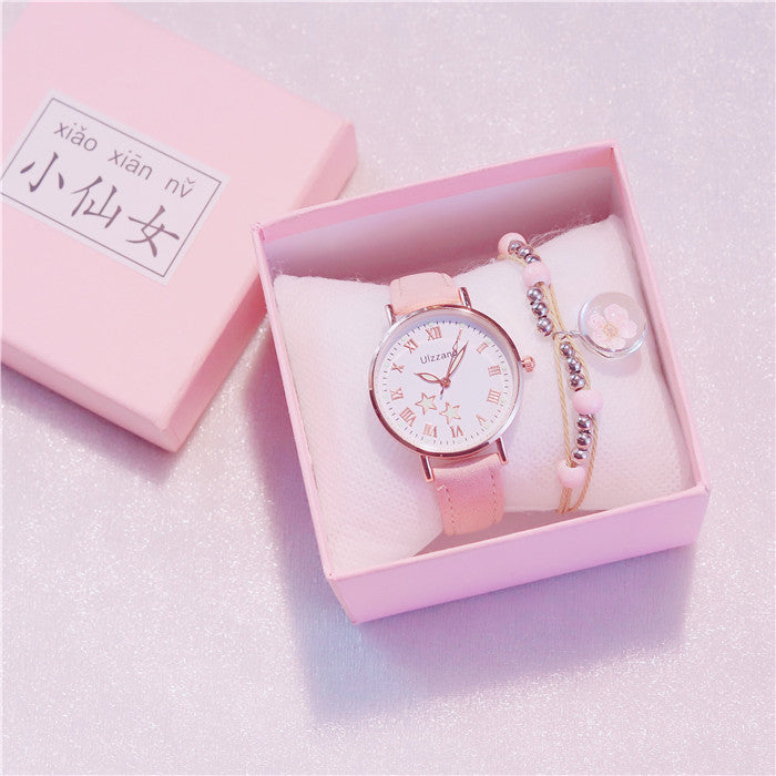 Girl Heart-Shaped Starry Sky Watch Female Ins Simple Temperament Student Waterproof Luminous Girlfriend Sen College Style