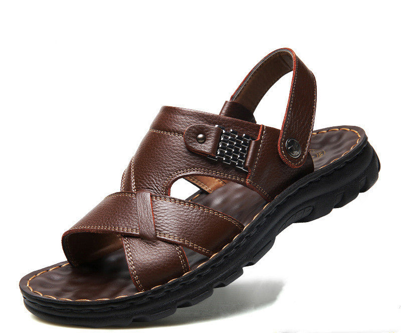 Men'S Slippers New Summer Trend Soft Sole, Old And Middle Aged Dad Wear Dual Use Beach Sandals