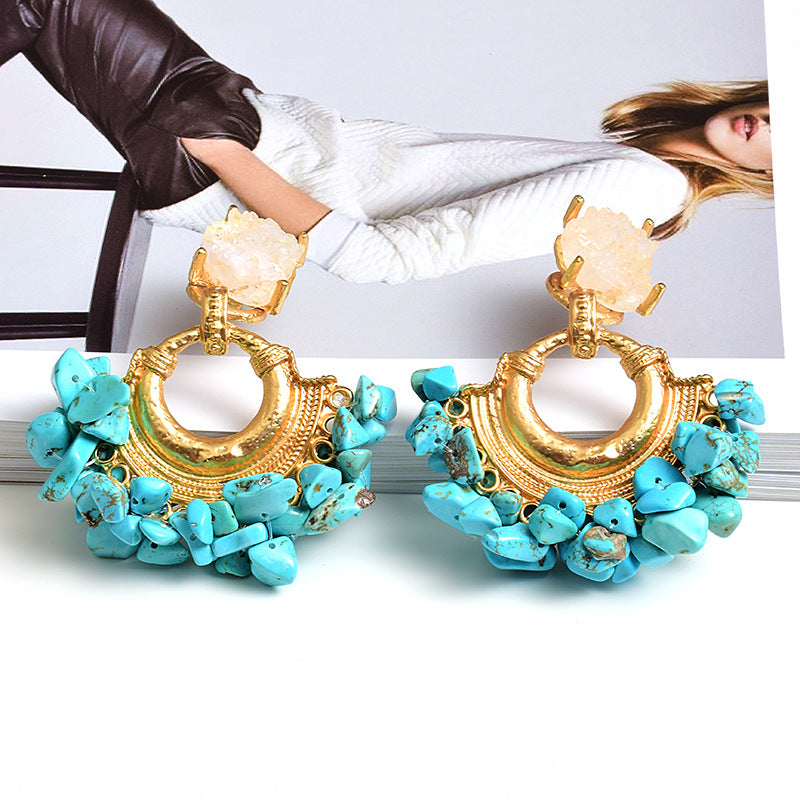 European And American Style Fashion Earrings ZA Exaggerated Stone