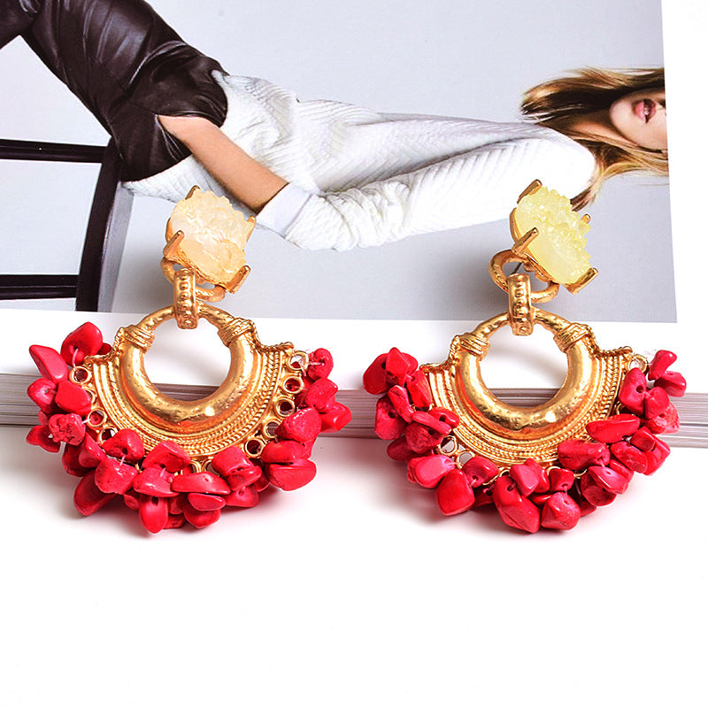 European And American Style Fashion Earrings ZA Exaggerated Stone