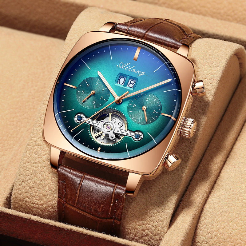 Fashion Hollow Square Automatic Mechanical Men's Watch