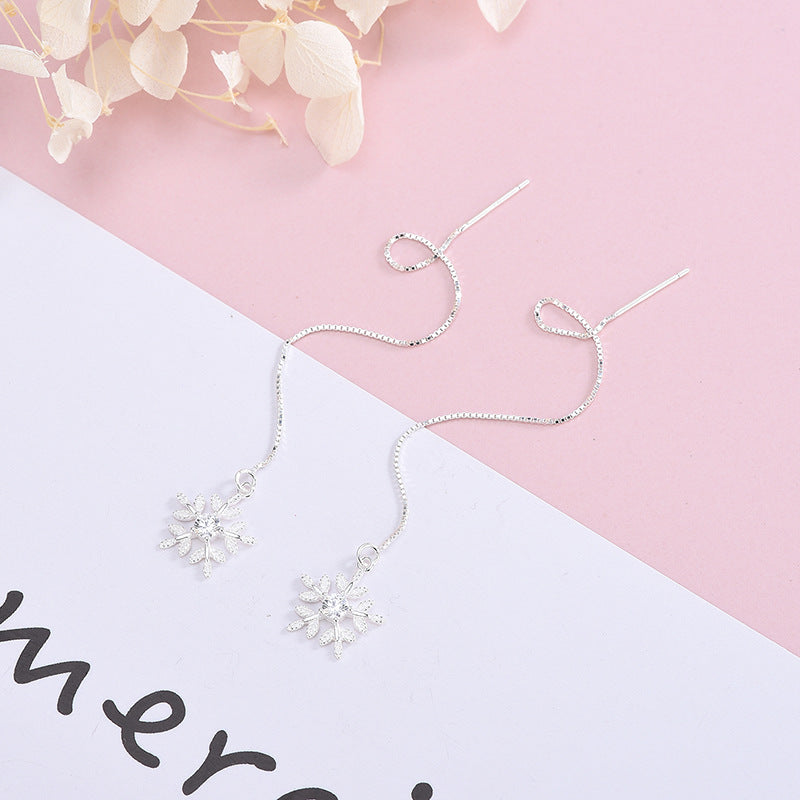 Diamond Snowflake Earline Tassel Earrings