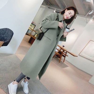 Mid-Length Korean Style Loose And Thin Thickened Over-The-Knee Cashmere Coat