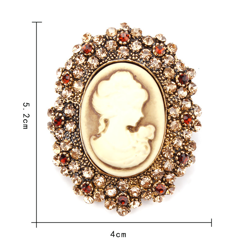 Retro Palace Brooch Female Brooch Female Anti Light European And American Fashion Beauty Head Picture Windbreaker Badge Pin Collar Pin Buckle