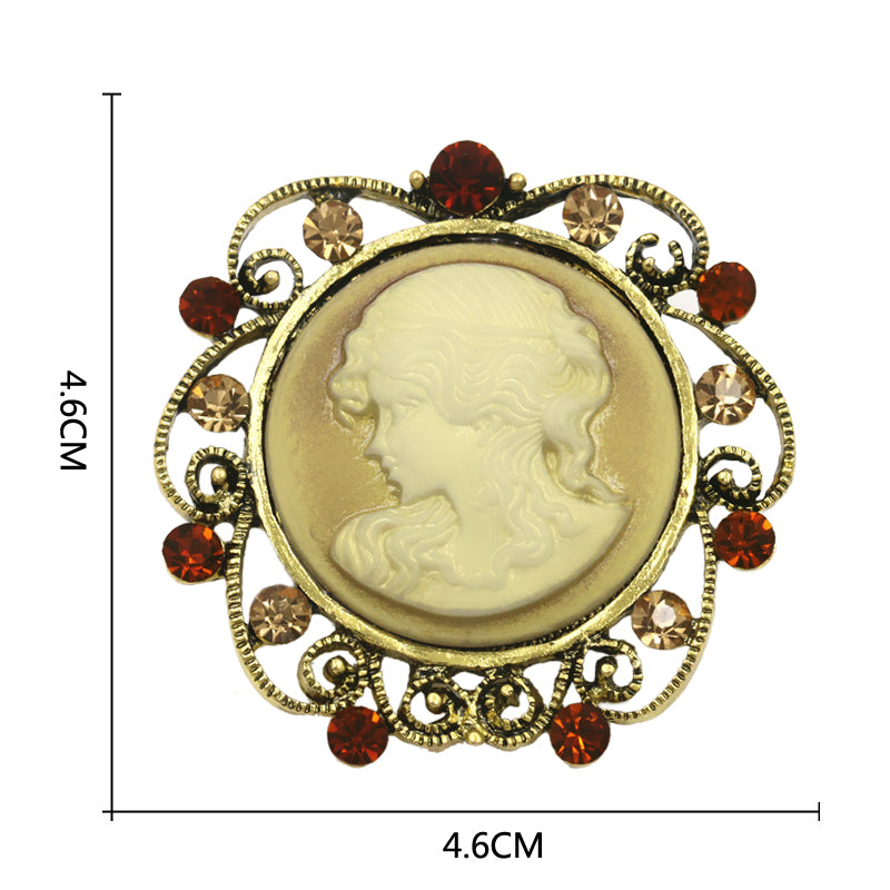 Retro Palace Brooch Female Brooch Female Anti Light European And American Fashion Beauty Head Picture Windbreaker Badge Pin Collar Pin Buckle