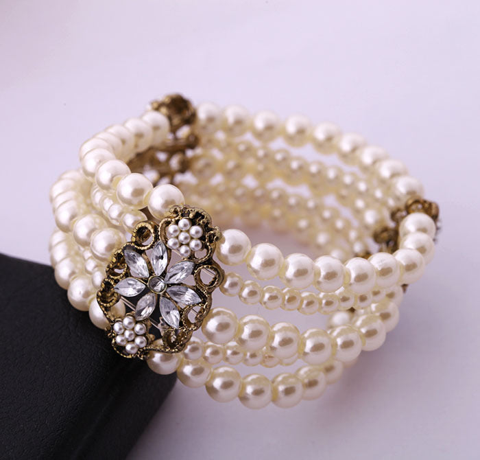 Meilijia Jewelry Wholesale Pearl Women's Multi-layer Elastic Bracelet With