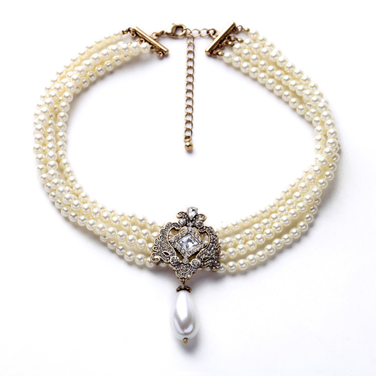 New Multi-Layer All-Match Pearl Women'S Necklace