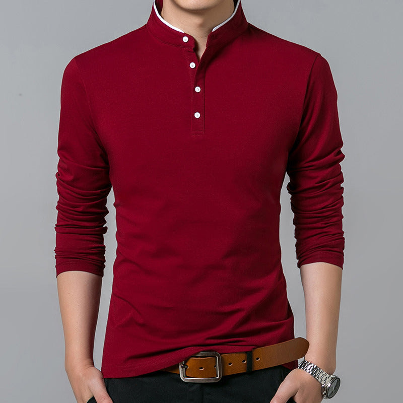 Long Sleeved T Shirt Men's Stand Up Collar Bottoming Shirt