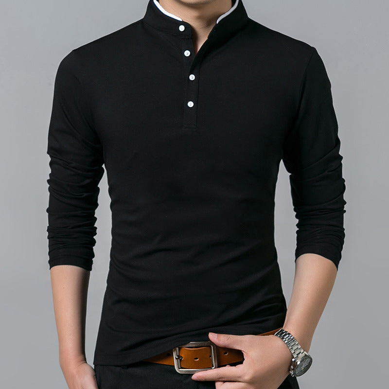 Long Sleeved T Shirt Men's Stand Up Collar Bottoming Shirt