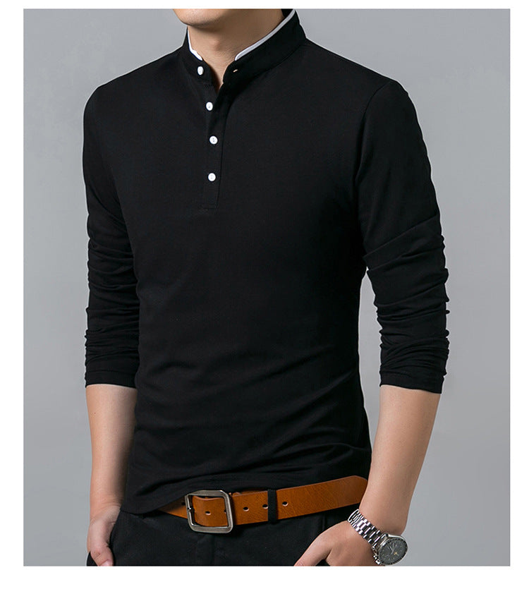 Long Sleeved T Shirt Men's Stand Up Collar Bottoming Shirt