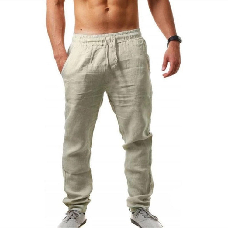 European And American Summer Men'S Linen Loose Casual Sports Trousers