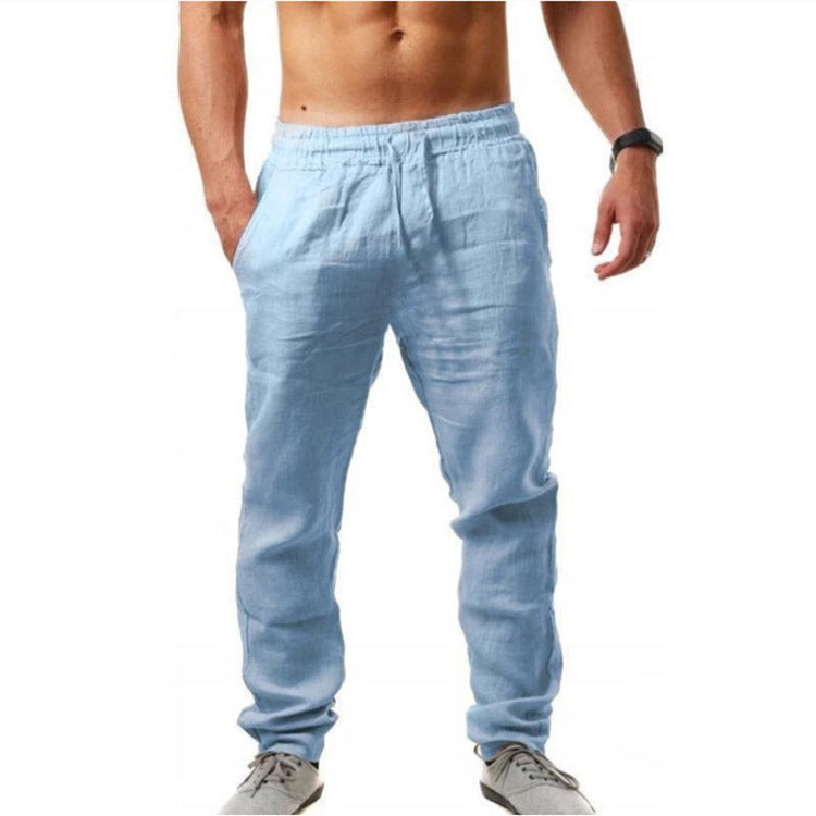 European And American Summer Men'S Linen Loose Casual Sports Trousers