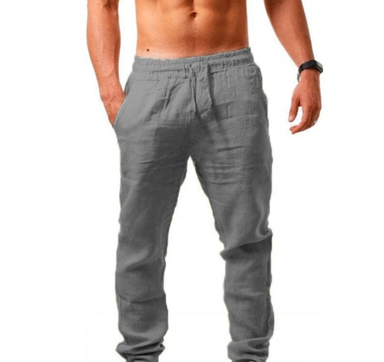 European And American Summer Men'S Linen Loose Casual Sports Trousers