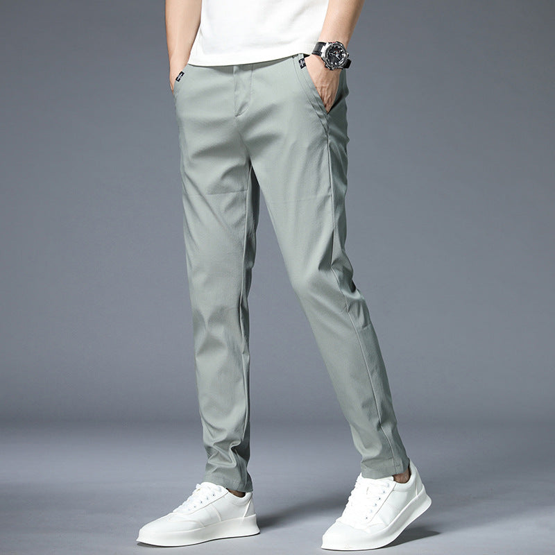 Elastic Waist Ice Silk Casual Pants