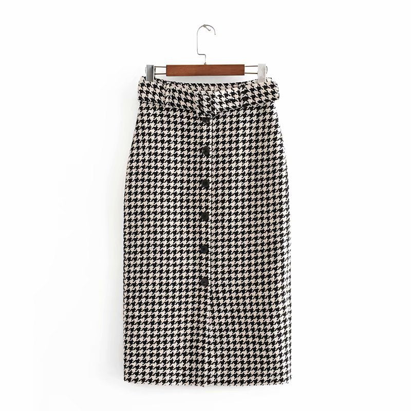 Houndstooth skirt and hip skirt