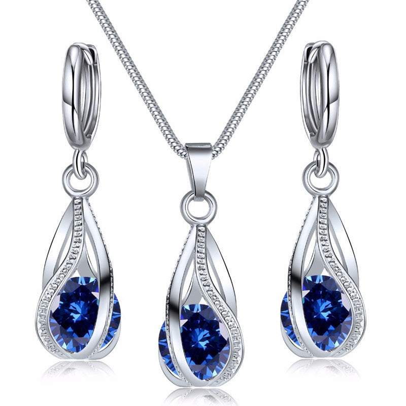 Two-piece Zircon Crystal Pendant Earrings