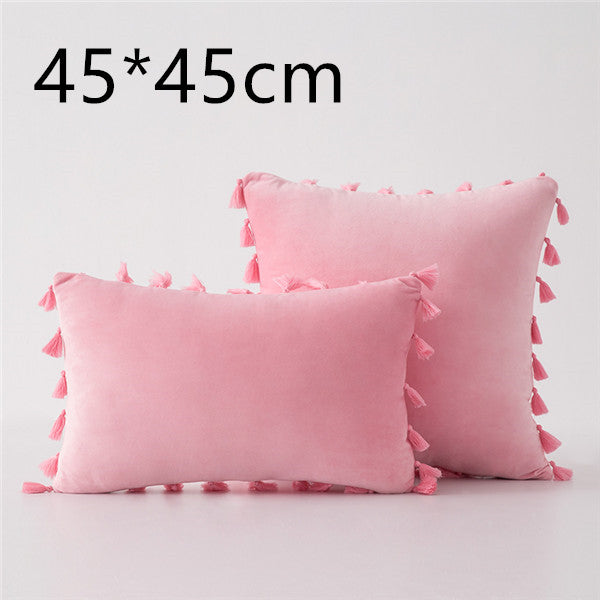 Tassel velvet sofa pillowcase