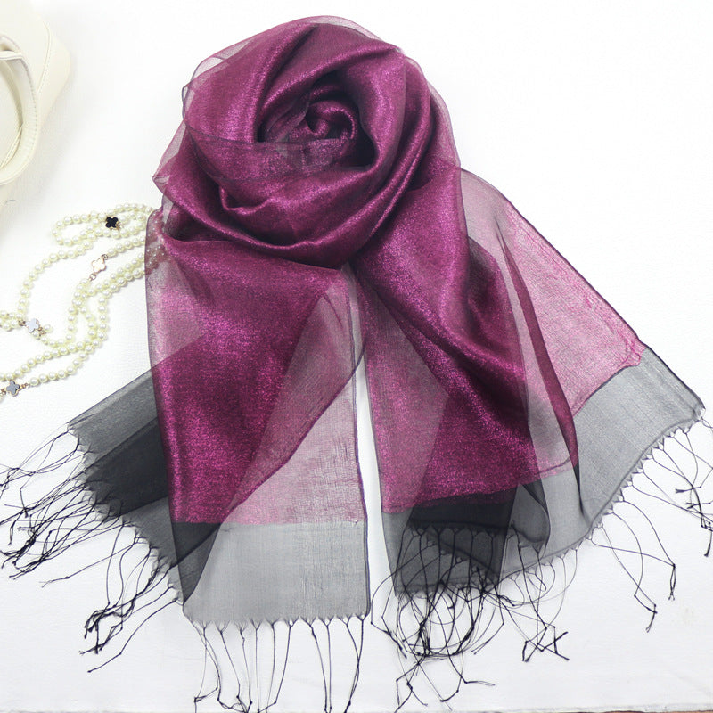 Fashionable And High Grade Lady Silk Double Layer Elegant Silk Scarf