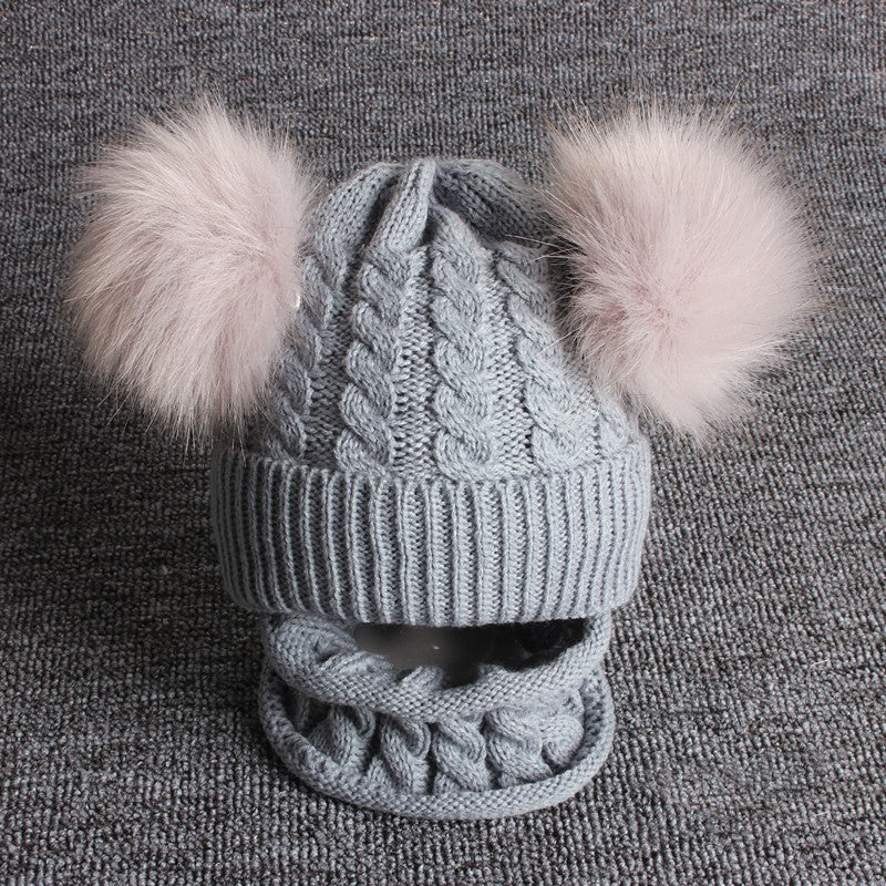 Children's wool hat scarf set