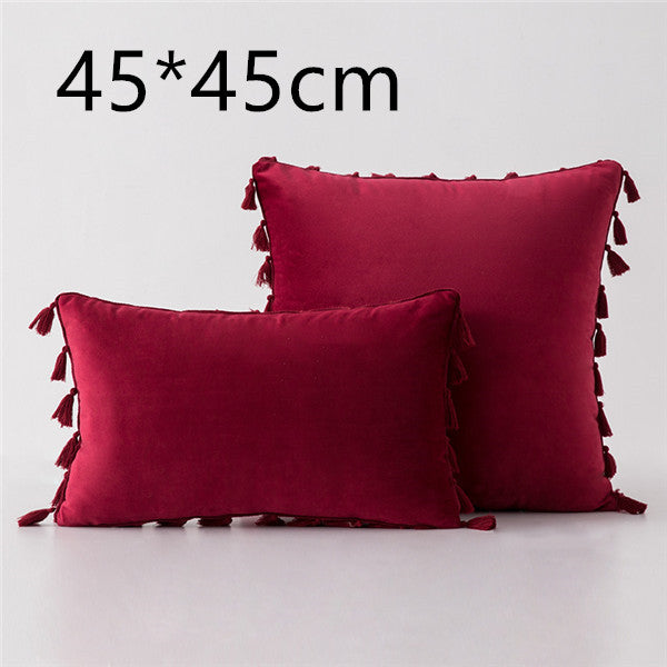 Tassel velvet sofa pillowcase