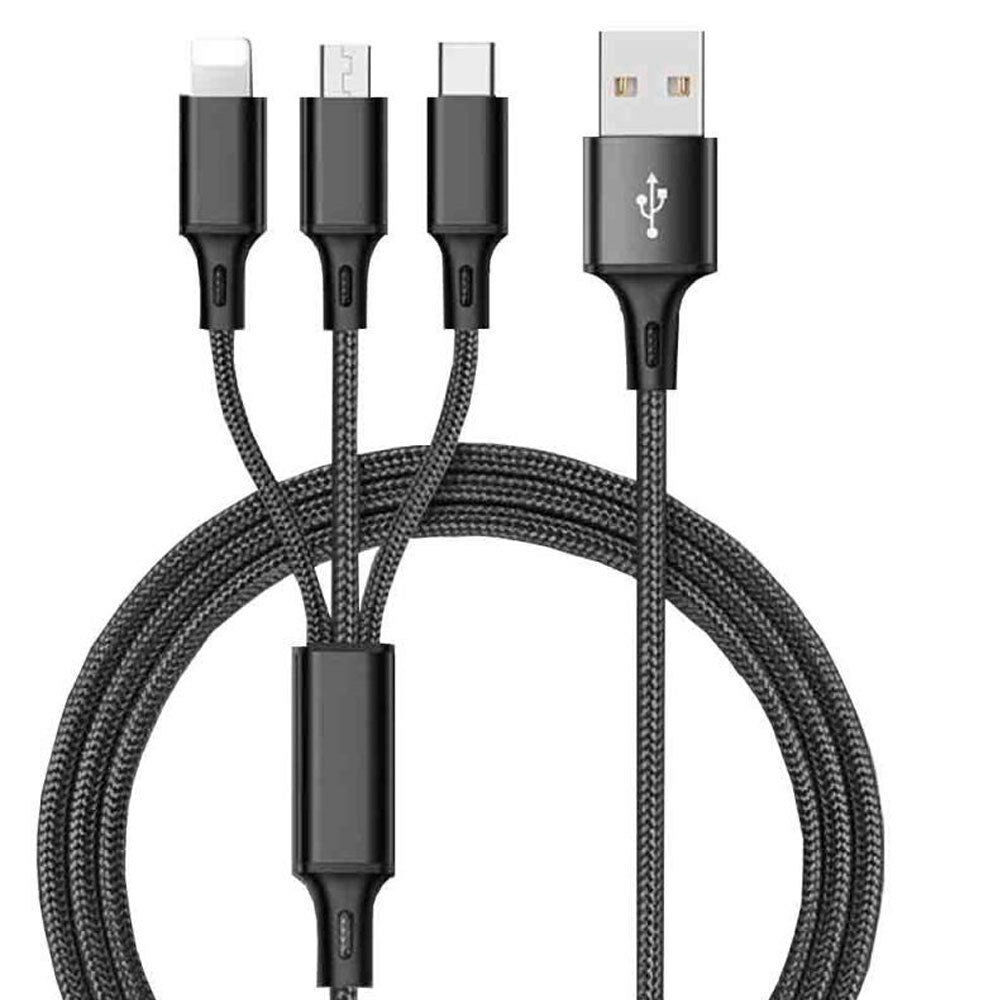 Compatible with Apple , Braided 3-in-1 data cable