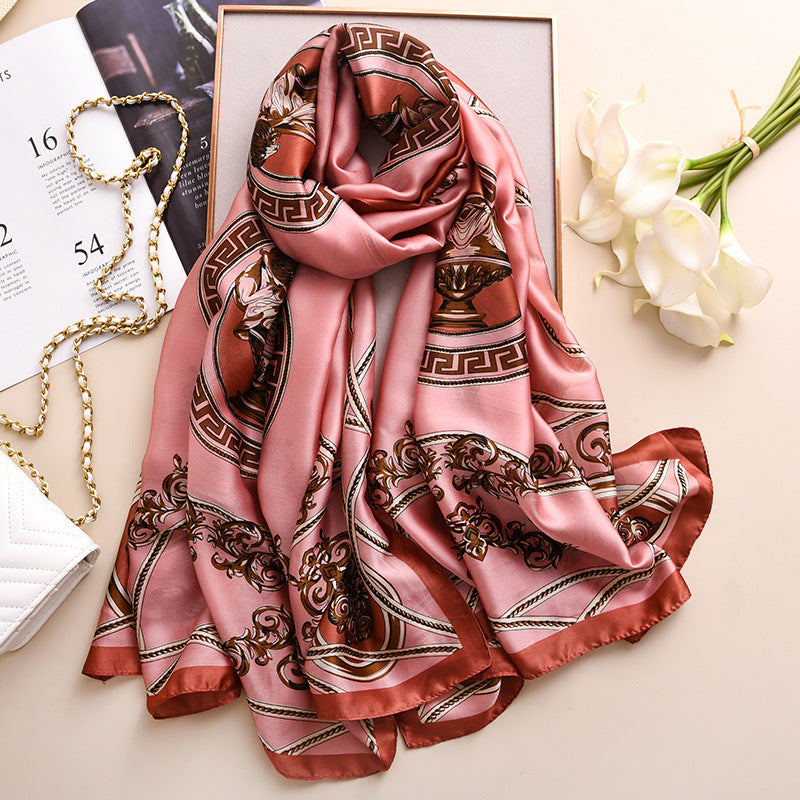Imitation silk flower scarf