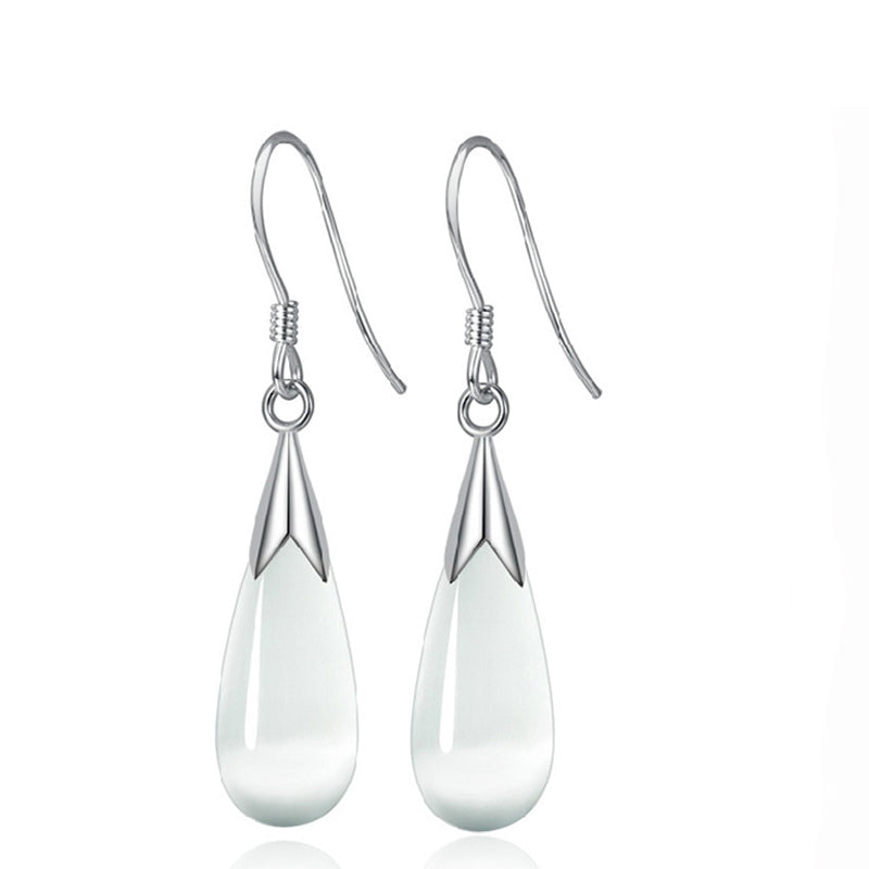 Fashion Female Opal Drop Silver Earrings