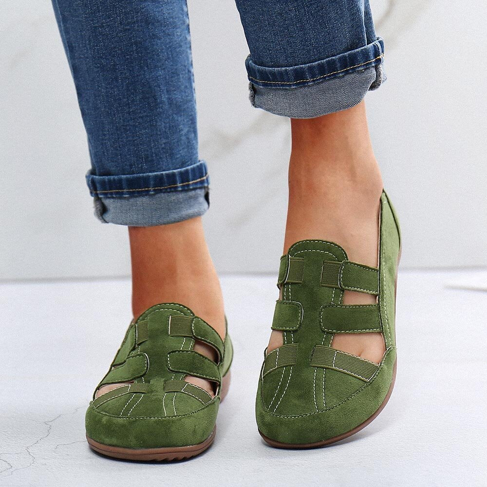 Baotou Flat T-shaped Hollow Casual Loafers Mother Shoes