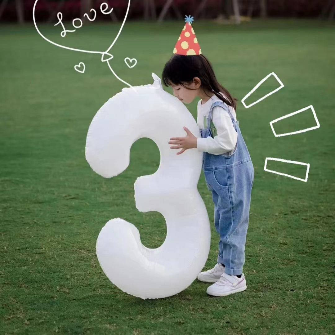 White Big Number Shot Ins Birthday Balloon Party Arrangement