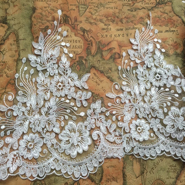 2-3Yards/pack Refined Luxury with Continental Car Bone Sequined Lace Wedding Dress Accessories Lace Trim RS914