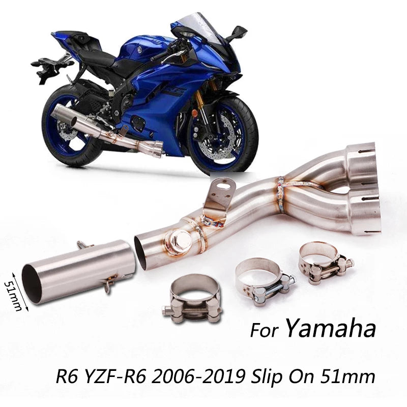 YZF-R6 Motorcycle Exhaust Muffler Escape Silencer Connector Pipe Middle Link for Yamaha YZF R6 2006-2016