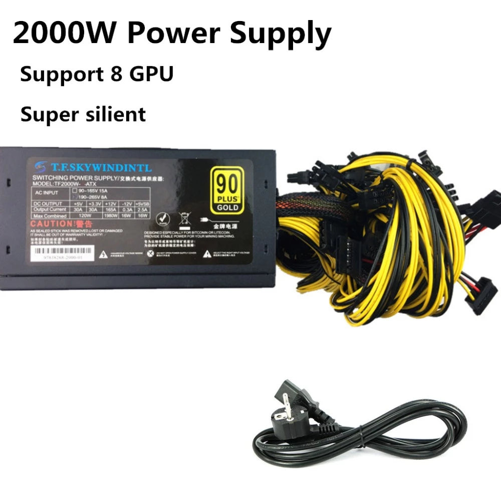 2000W Mining Power Supply Asic bitcoin new Gold power 2000W PLUS ETH power supply ATX Mining Machine support 8 GPU cards PSU ATX