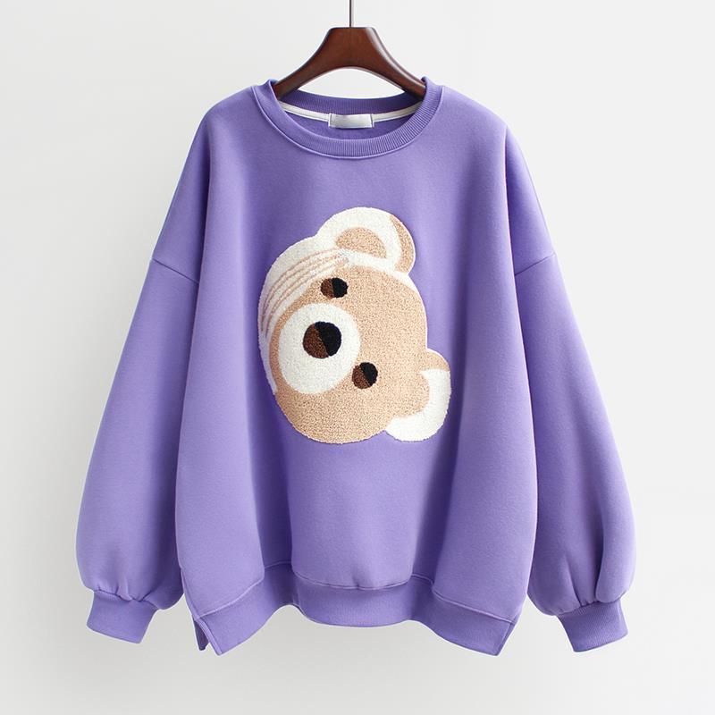 Bear head embroidery top ins fashion women's clothing