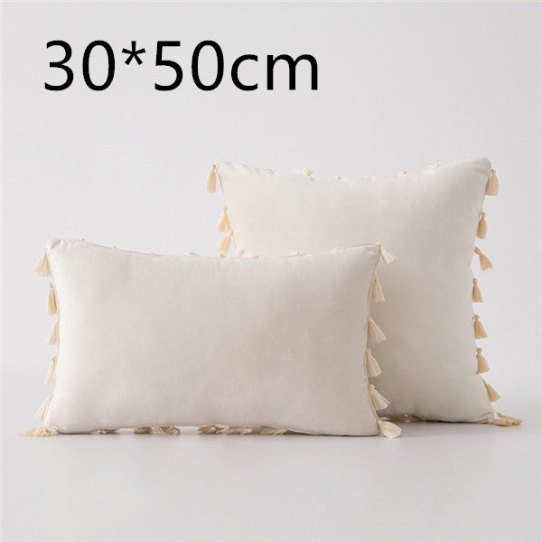 Tassel velvet sofa pillowcase