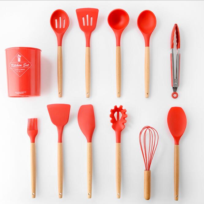 Silicone Kitchenware with Wooden Handle